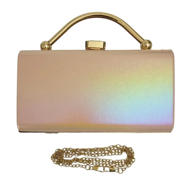 Gold Top Handle Clutch Bag