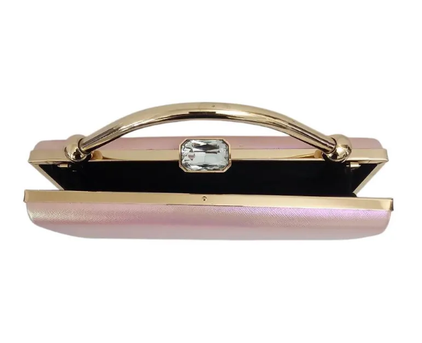 Gold Top Handle Clutch Bag