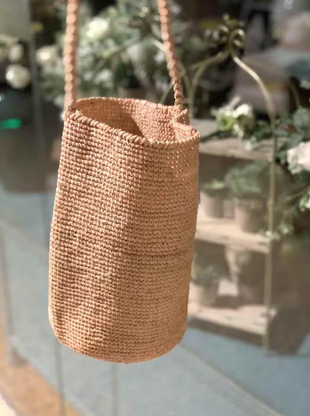 Raffia Bucket Bag With Hand Woven Handle